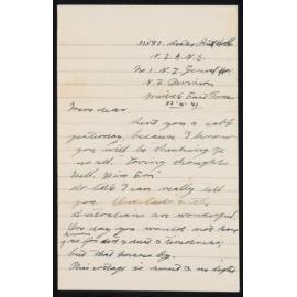 Letter Addressed to Irene from [Her Sister] Ruth Hobbs [While Stationed Overseas During WW2] and Photograph of a Woman and Dog