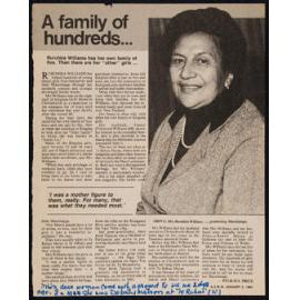 Newspaper Clipping About Ruruhira Williams [A Family of Hundreds, New Zealand Women's Weekly, January 2, 1984]