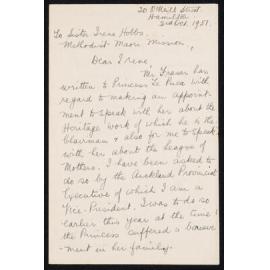 Letter Addressed to Sister Irene Hobbs from Beatrice Fraser