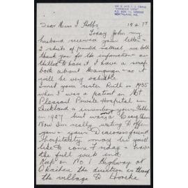 Letter Addressed to Miss J. Hobbs from Olive E. Craig