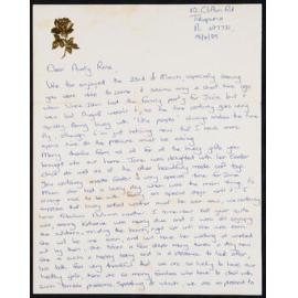 Letter Addressed to Aunty Rene [Sister Hobbs] from Ngaire Ann, Kevin, Jane, and Katherine