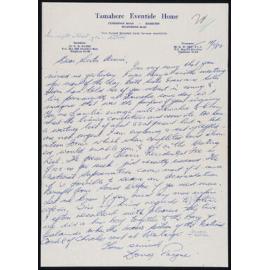 Letter Addressed to Sister Airini from Doug Payne Regarding Her Potential Application to Live at Tamahere Eventide Home 