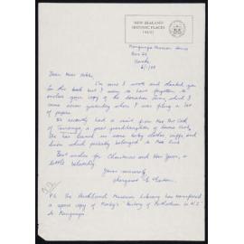 Letter Addressed to Miss Hobbs from Margaret Exton [Historic Places Trust]