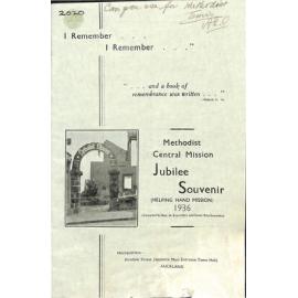 I Remember... I Remember… - Methodist Central Mission - Jubilee Souvenir - Helping Hand Mission -1936