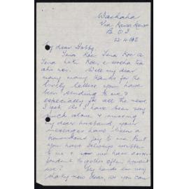 Letter Addressed to Hobby [Sister Hobbs] from Atawhai [Sister Wilcox]