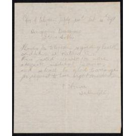 Copy of a Telegram Written by Sister Hobbs Regarding Health Conditions at Rātana Pā