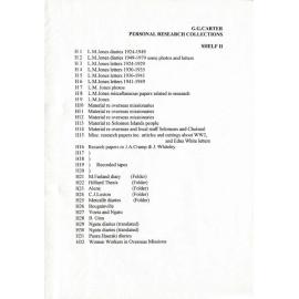 Ex-Auckland G.G. Carter Personal Research Collections