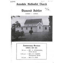 Avondale Methodist Church - Diamond Jubilee - 1904-1964