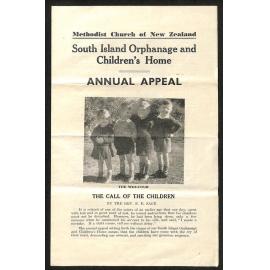Methodist Church of New Zealand - South Island Orphanage and Children's Home - Annual Appeal - 1943