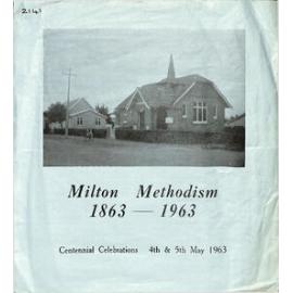 Milton Methodism - 1863-1963 - Centennial Celebrations - 4th & 5th May 1963