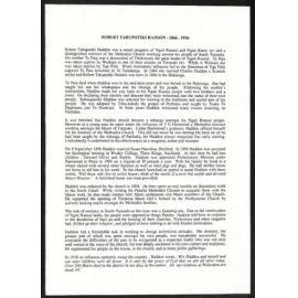 Biographical Information and Research Notes About Rev. Robert Tahupōtiki Haddon (1866-1936) 