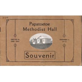 Papatoetoe Methodist Hall - Erected in One Day - December 14, 1912 - Souvenir