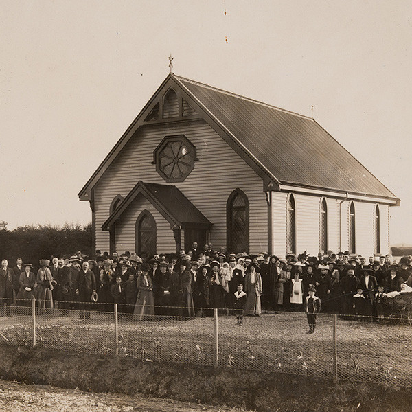 Wallace, Rev. William (Bill) Livingstone, Opening of the New Methodist Church at Ellesmere on July 7, 1911. [Kei Muri Māpara/Methodist Church of New Zealand Archives Christchurch, CH3, 1m]. https://keimurimapara.methodist.org.nz/nodes/view/6142